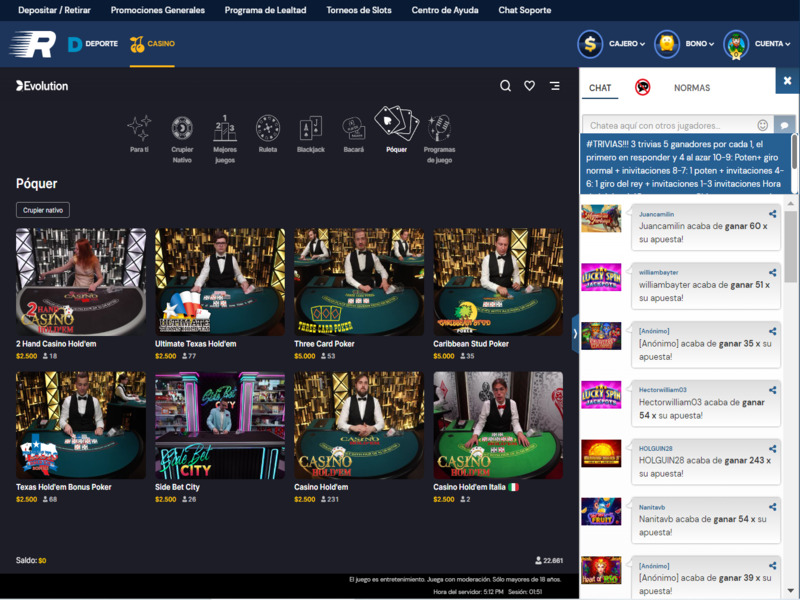 Casino en vivo Rushbet