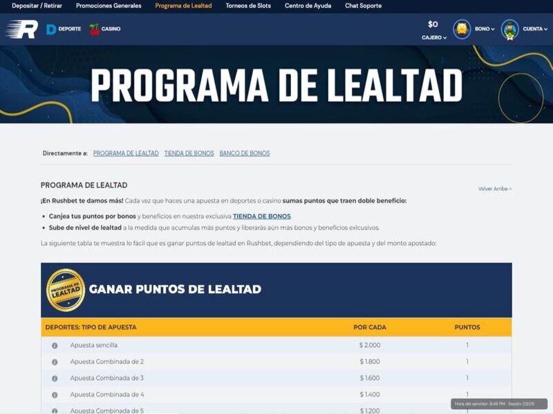 Programa de lealtad en Rushbet