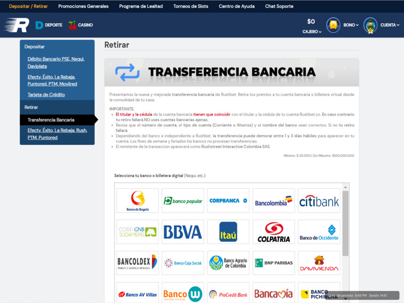 Retira tus ganancias en efectivo con Rushbet